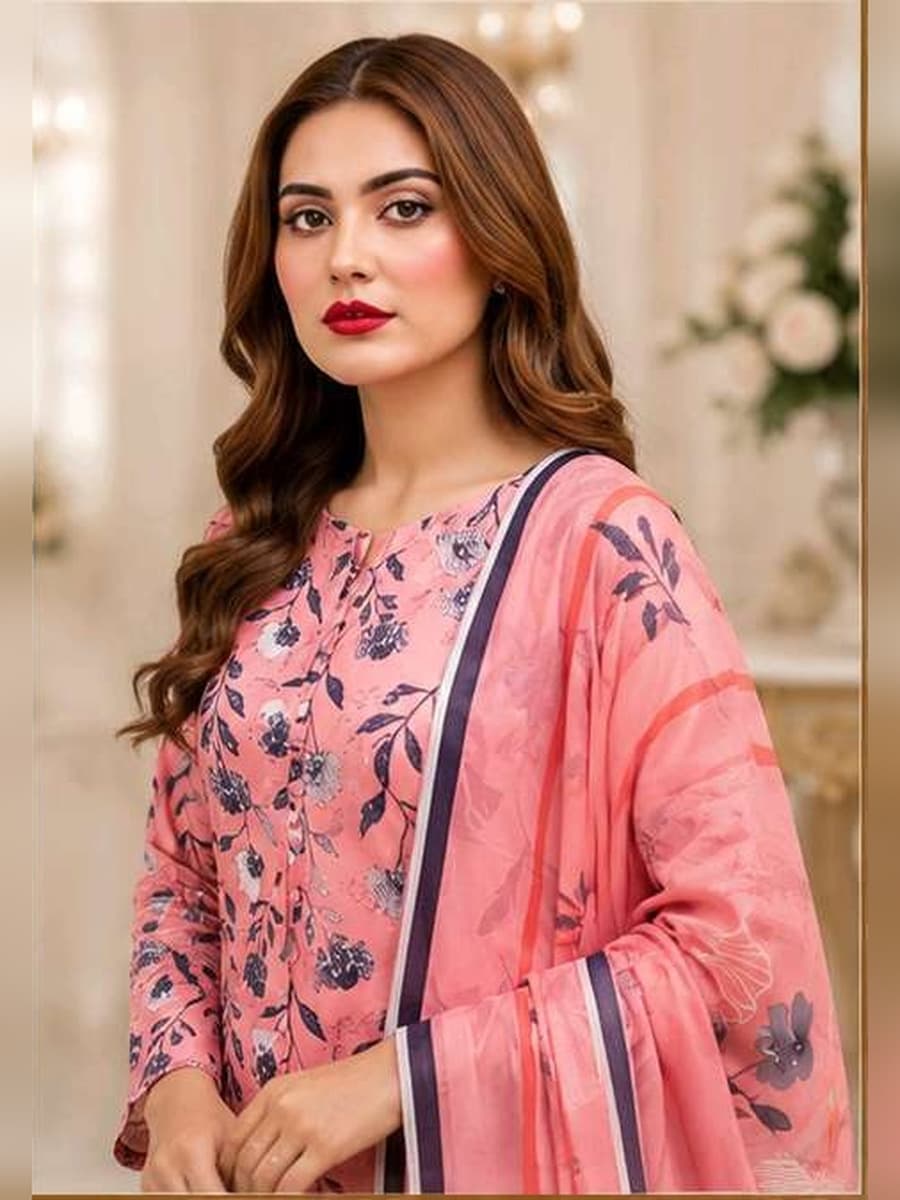 Premium Linen Collection 2026 Printed Linen 3-Piece Suit (Vol. 176, Art. 07) – Blush Pink — Blush Pink, image 1