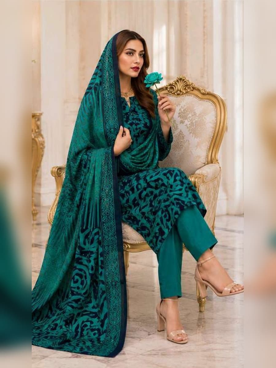 Premium Linen Collection 2026 Printed Linen 3-Piece Suit (Vol. 176, Art. 11) – Emerald Teal — Emerald Teal, image 1