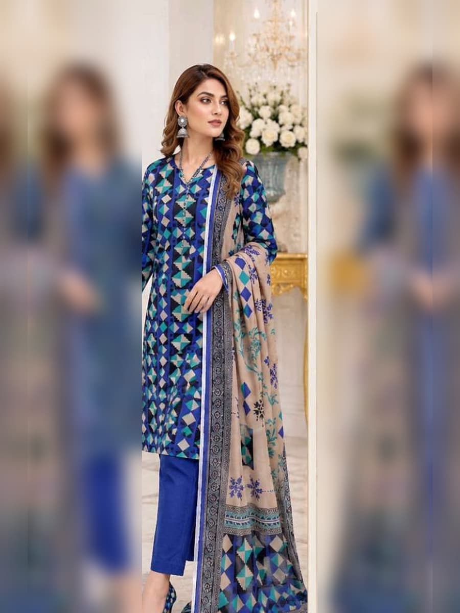 Premium Linen Collection 2026 Printed Linen 3-Piece Suit (Vol. 176, Art. 14) – Royal Blue — Royal Blue, image 1