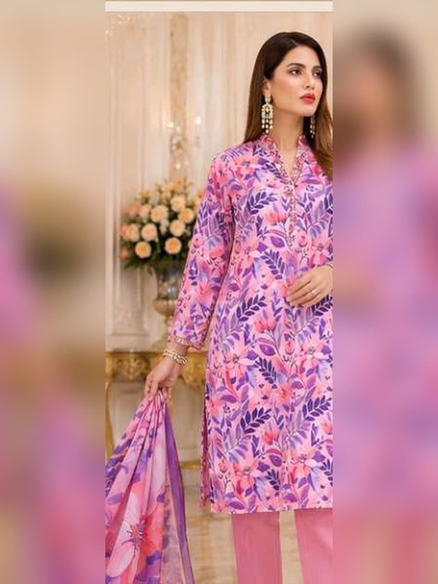 Premium Linen Collection 2026 Printed Linen 3-Piece Suit (Vol. 176, Art. 16) – Orchid Lilac — Orchid Lilac, image 1