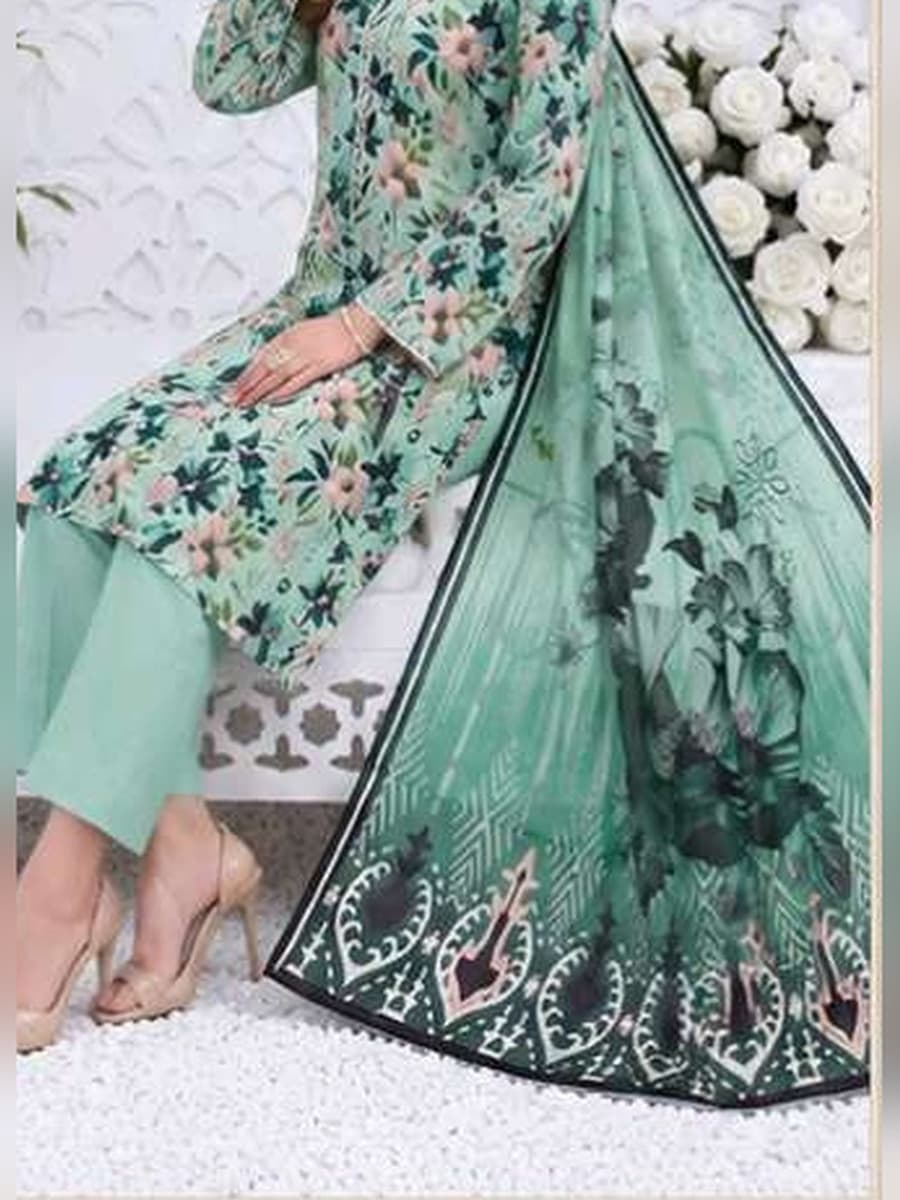 Premium Linen Collection 2026 Printed Linen 3-Piece Suit (Vol. 176, Art. 19) – Mint Green — Mint Green, image 1
