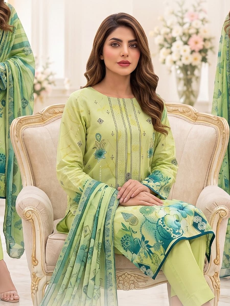 Premium Slub Viscous 3-Piece Suit (Vol. 183, Art. 09) – Lime Green — Lime Green, image 1