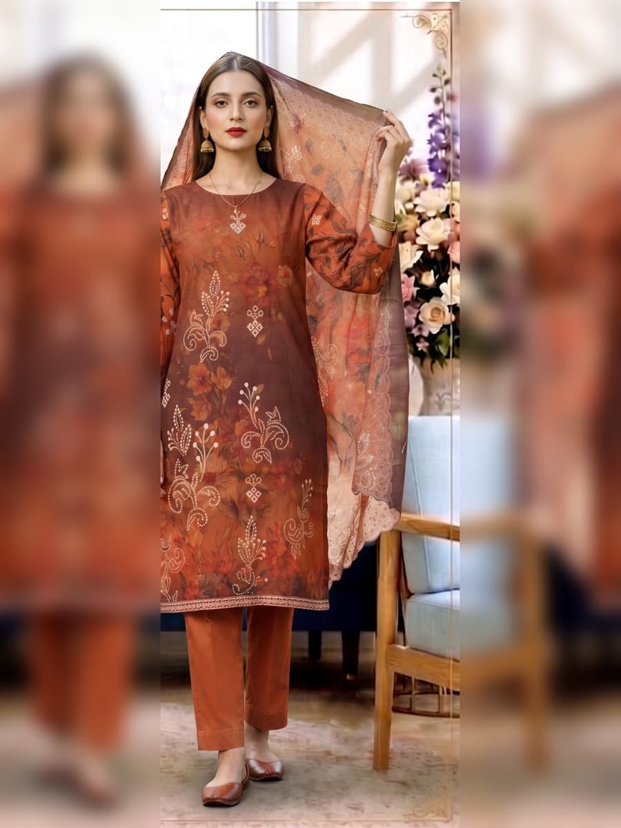 Premium Slub Linen 3-Piece Suit (Vol. 180, Art. 01) – Copper Rust — Copper Rust, image 1