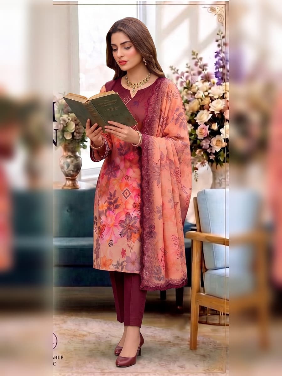 Premium Slub Linen 3-Piece Suit (Vol. 180, Art. 03) – Coral Maroon — Coral Maroon, image 1