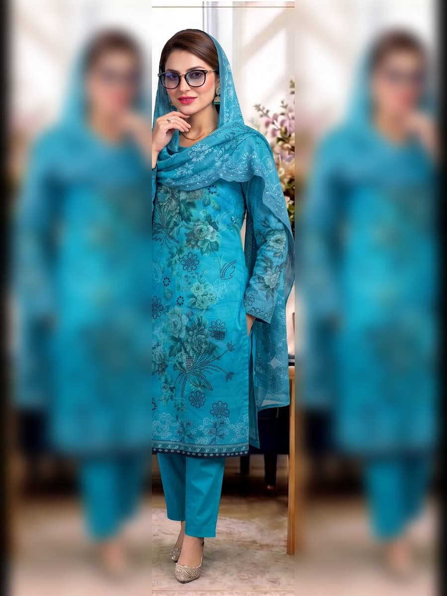 Premium Slub Linen 3-Piece Suit (Vol. 180, Art. 05) – Turquoise — Turquoise, image 1