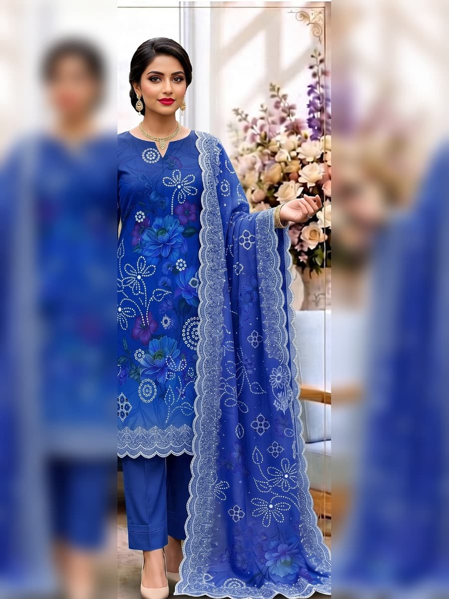 Premium Slub Linen 3-Piece Suit (Vol. 180, Art. 07) – Royal Blue — Royal Blue, image 1
