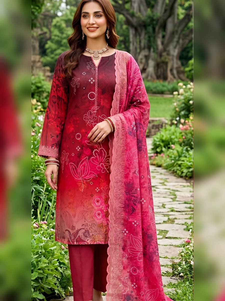 Premium Slub Linen 3-Piece Suit (Vol. 180, Art. 10) – Crimson Pink — Crimson Pink, image 1