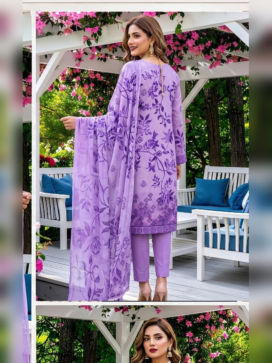 Premium Printed Linen 3-Piece Suit (Vol. 182, Art. 02) – Lilac Purple — Lilac Purple, image 1