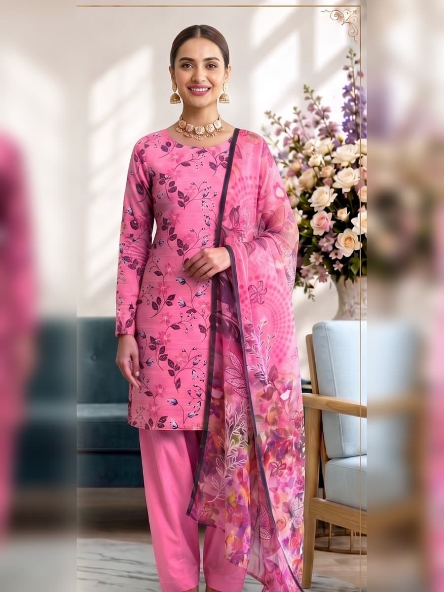Premium Slub Linen 3-Piece Suit (Vol. 179, Art. 05) – Hot Pink — Hot Pink, image 1
