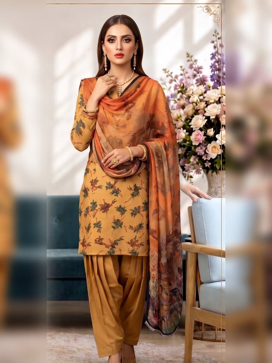 Premium Slub Linen 3-Piece Suit (Vol. 179, Art. 10) – Mustard Rust — Mustard Rust, image 1