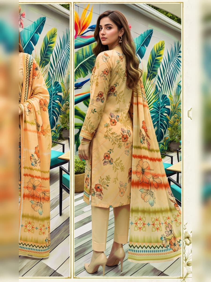 Premium Karandi Collection 3-Piece Suit (Vol. 475, Art. 06) – Butter Yellow — Butter Yellow, image 1