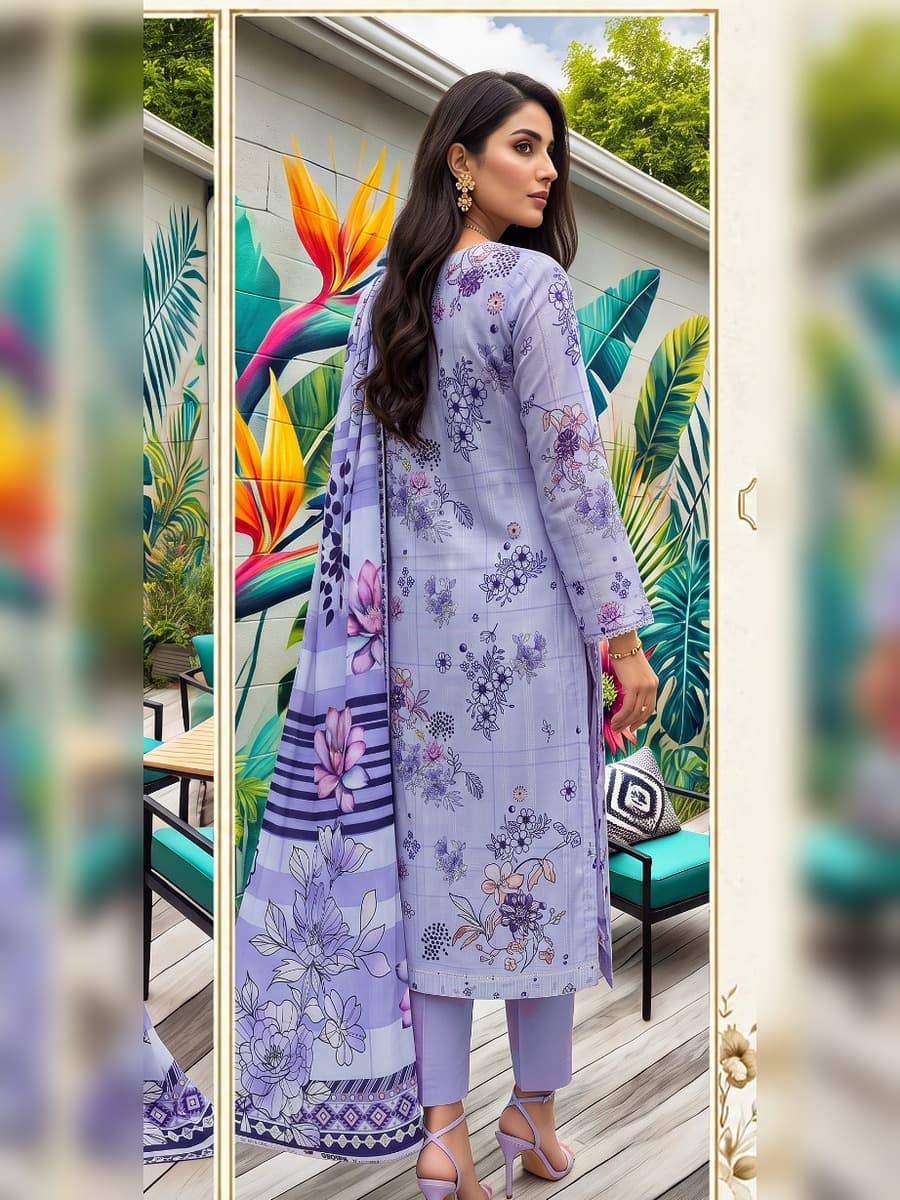 Premium Karandi Collection 3-Piece Suit (Vol. 475, Art. 08) – Periwinkle — Periwinkle, image 1