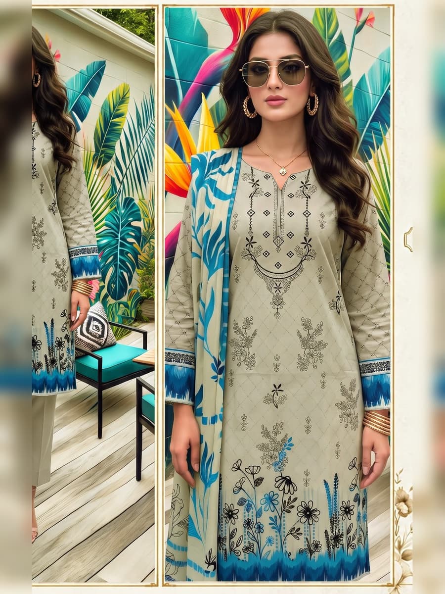 Premium Karandi Collection 3-Piece Suit (Vol. 475, Art. 09) – Sage Ivory