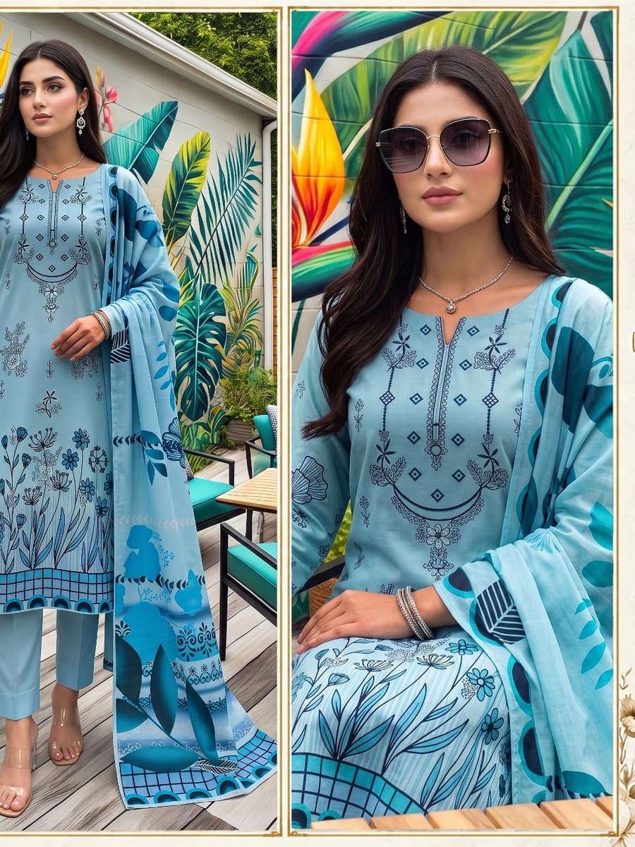 Premium Karandi Collection 3-Piece Suit (Vol. 475, Art. 10) – Powder Blue